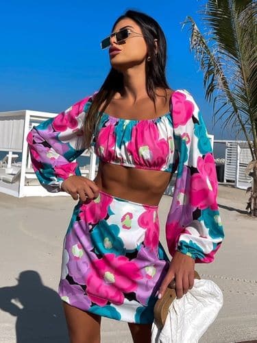 Conjunto shorts saia manu