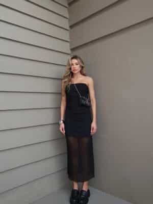 Dress tule tomara que caia<span> - </span>Preto