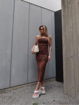 Dress tule tomara que caia<span> - </span>Onça marrom