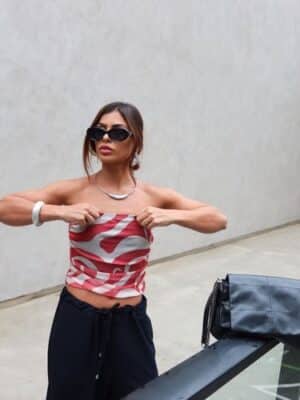 Cropped tule<span> - </span>onda vermelha