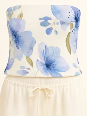 Cropped tule<span> - </span>Floral Azul